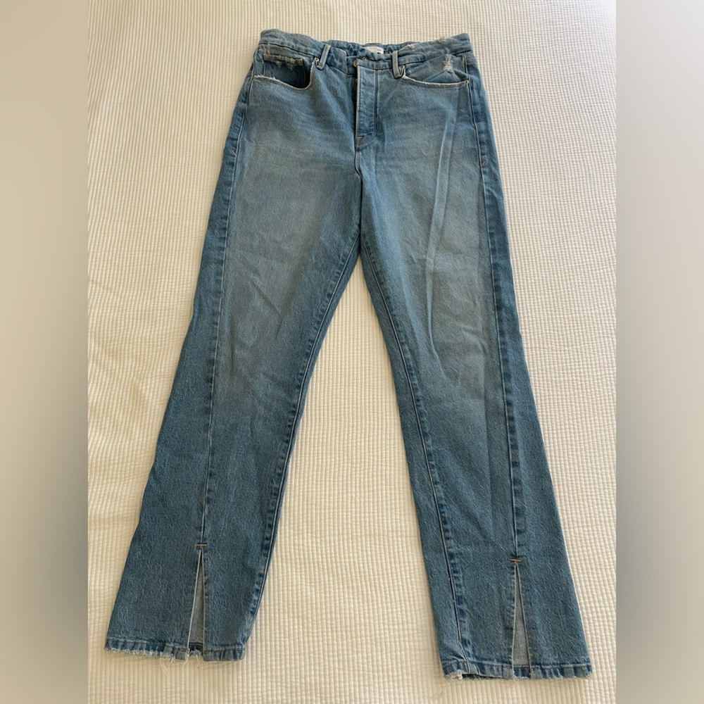 Good Boy American Jeans Good American Good Long Twisted Slit Boyfriend Jean